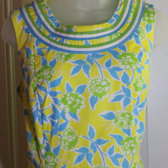 The Lilly Vintage Lilly Pulitzer Dress Yellow Blue Green White Size 12